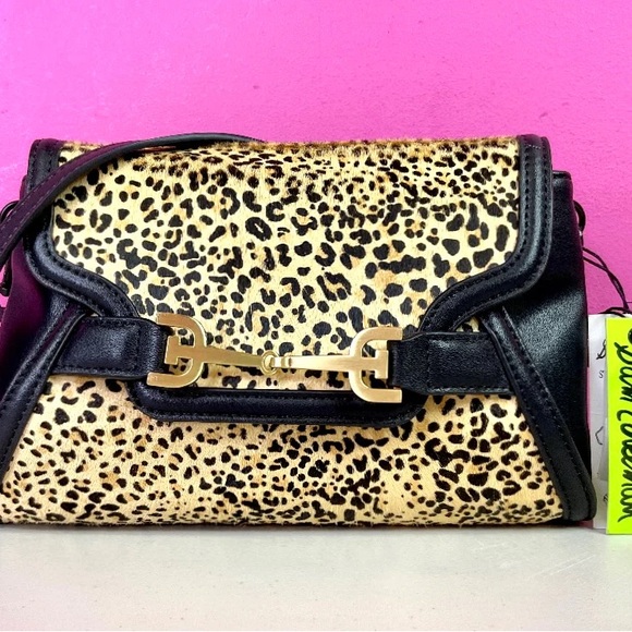 NWT NEW SAM EDELMAN REVERSIBLE STYLE 3 ways leopard print and black purse - Picture 1 of 13